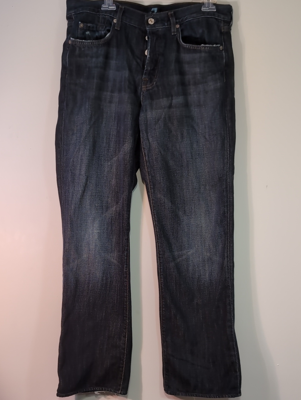 7 For all Mankind Men's Dark Wash Blue Jeans
